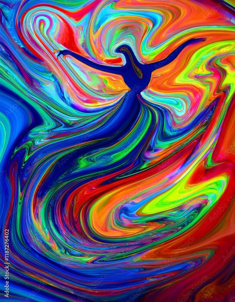 Naklejka premium Vibrant abstract art depicting a whirling dancer.