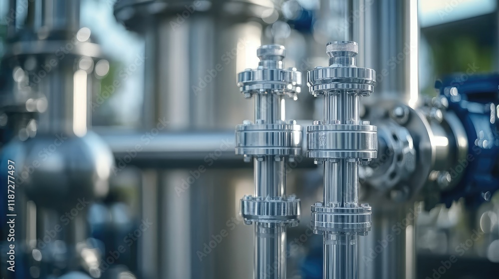 Complex steel piping and lines guide flow paths in an industrial plant, with a focus on metallic structures in deep blue tones Complex steel piping and lines guide flow paths in an industrial plant, with a focus on metallic structures in deep blue tones