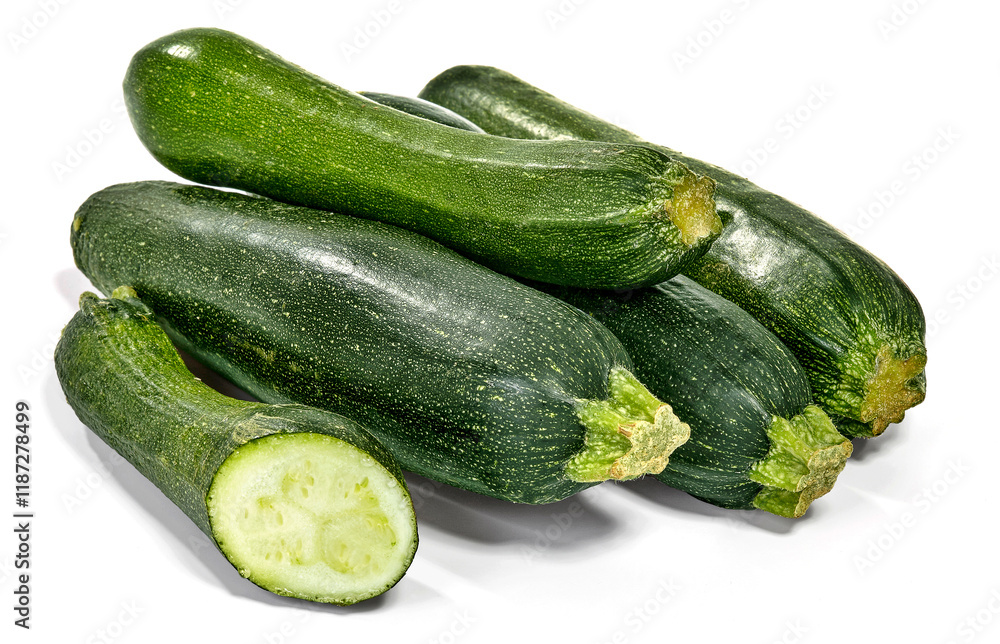 Kompozycja z cukinii na białym tle