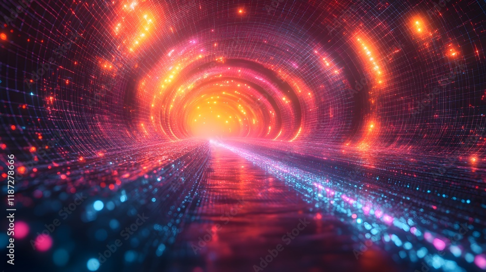 An Eye-Catching Geometry Wireframe Grid Background with Bursting Neon Colors and Dynamic Patterns in 3D Abstract Poster Design Reflecting Psychedelic Rave Style An Eye-Catching Geometry Wireframe Grid Background with Bursting Neon Colors and Dynamic Patterns in 3D Abstract Poster Design Reflecting Psychedelic Rave Style