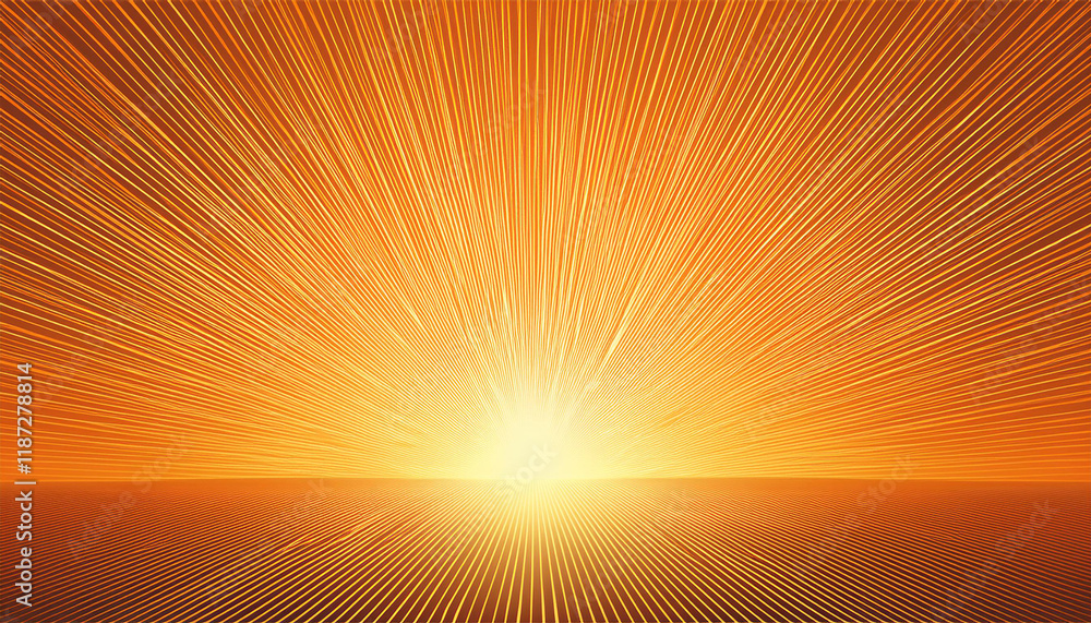 Obraz premium orange rays background with sunburst and warm glowing light illustration featuring beams and sunny abstract design