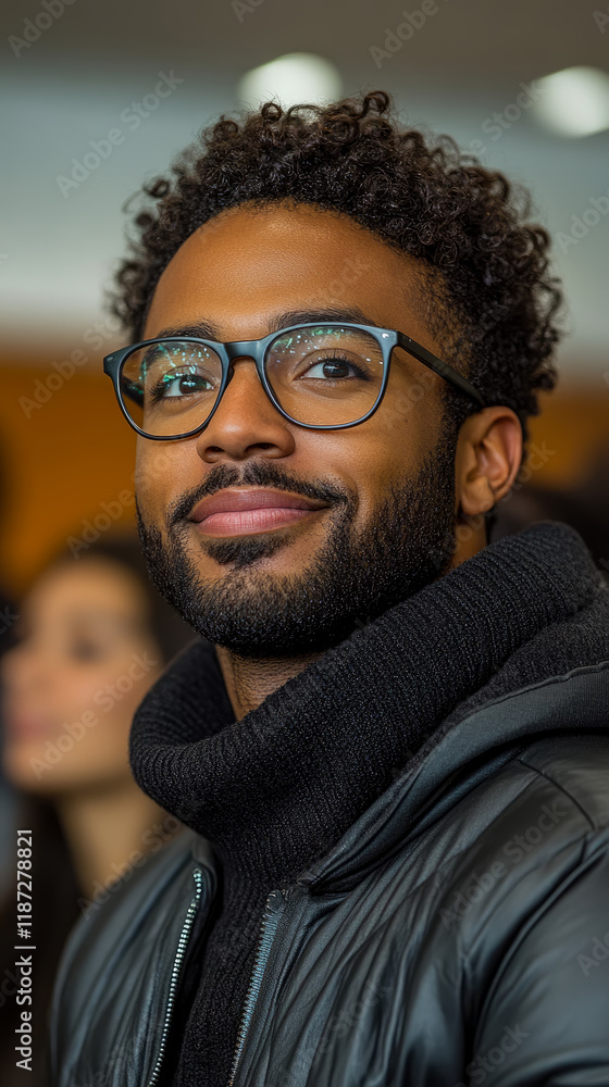 Fototapeta premium Portrait of a young man with glasses and a turtleneck sweater