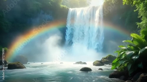 Wallpaper Mural flying over a large beautiful waterfall in a tropical forest, Torontodigital.ca