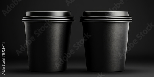 Wallpaper Mural Two Black Disposable Coffee Cups on Dark Background: Mockup for Branding and Design Torontodigital.ca