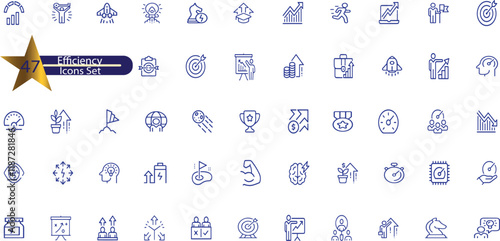 Efficiency icon collection set. Containing productivity, optimization, resource utilization