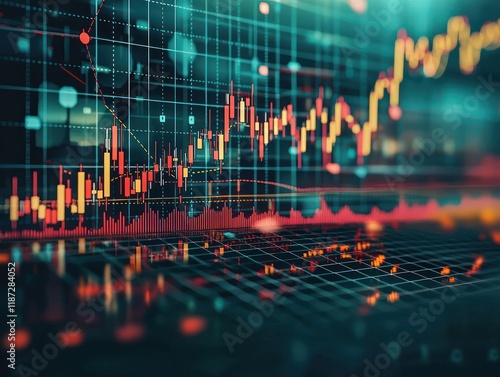 Financial graph displaying stock market trends and forex investment opportunities in a digital environment