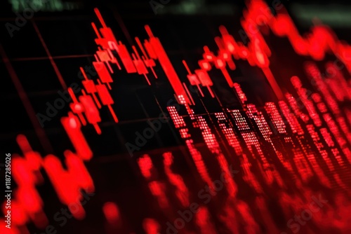 Financial market volatility displayed with a red crashing candlestick graph