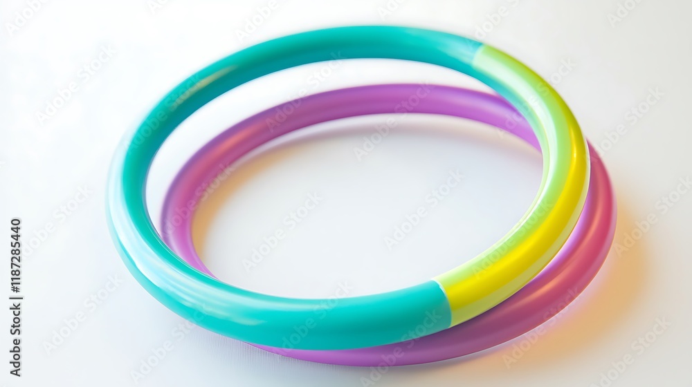 Two colorful bracelets with a green stripe Two colorful bracelets with a green stripe