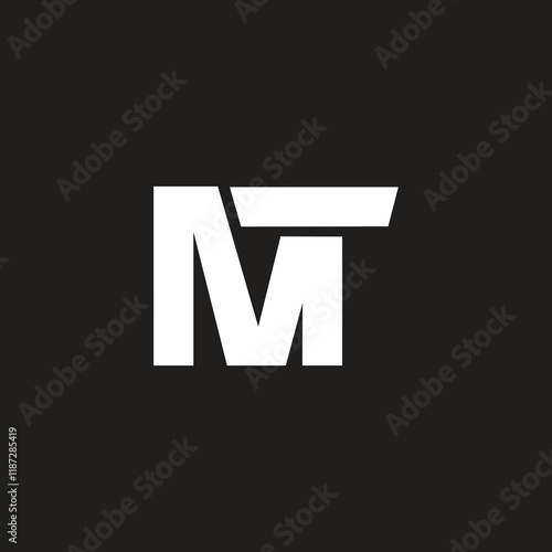 Unique letter MT or TM logo design modern elegant simple and beauty art icon monogram, Trade Mark, flat design on black background. photo