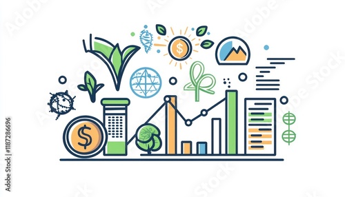 Bioeconomics icon with an outline biology and economics principles