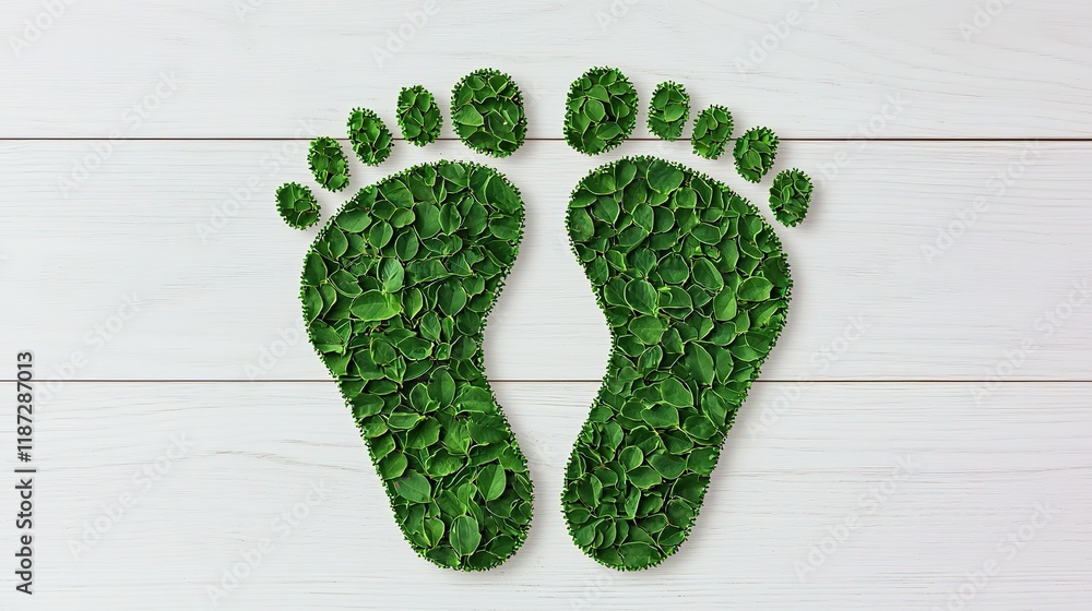 Footprint chart aerial graphic design highlighting carbon reductions and eco-friendly sustainability Footprint chart aerial graphic design highlighting carbon reductions and eco-friendly sustainability