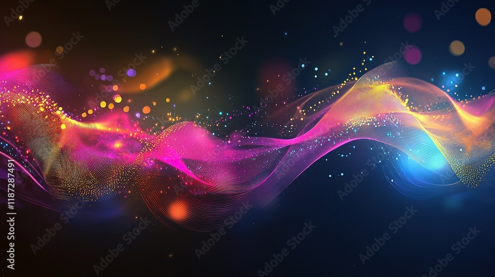 Fototapeta premium Abstract Technology Interface with Colorful Waves and Lights