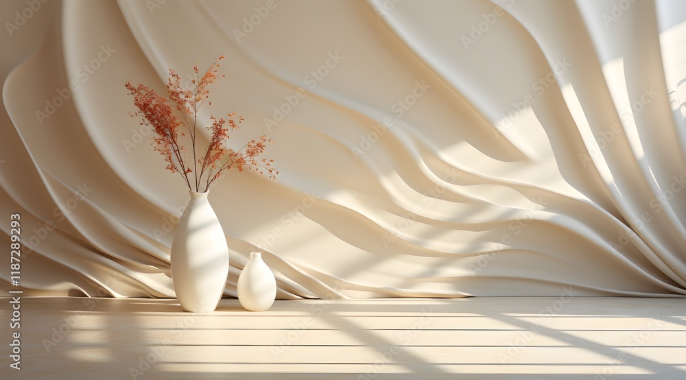 Minimalist Wavy Lines in Neutral Tones - Generative AI Minimalist Wavy Lines in Neutral Tones - Generative AI