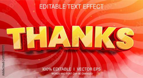 thanks 3d vector text effect with modern style design