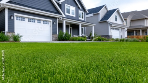 Wallpaper Mural Contemporary residence features white walls and gray accents, complemented by a carport and vibrant lawn on a sunny day Torontodigital.ca