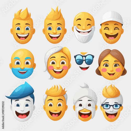 Emoticons set. Faces emoji collection. Emojis.