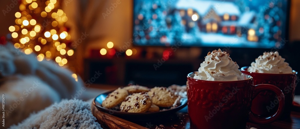 custom made wallpaper toronto digitalCozy Holiday Movie Night with Cocoa and Cookies in Warm Living Room