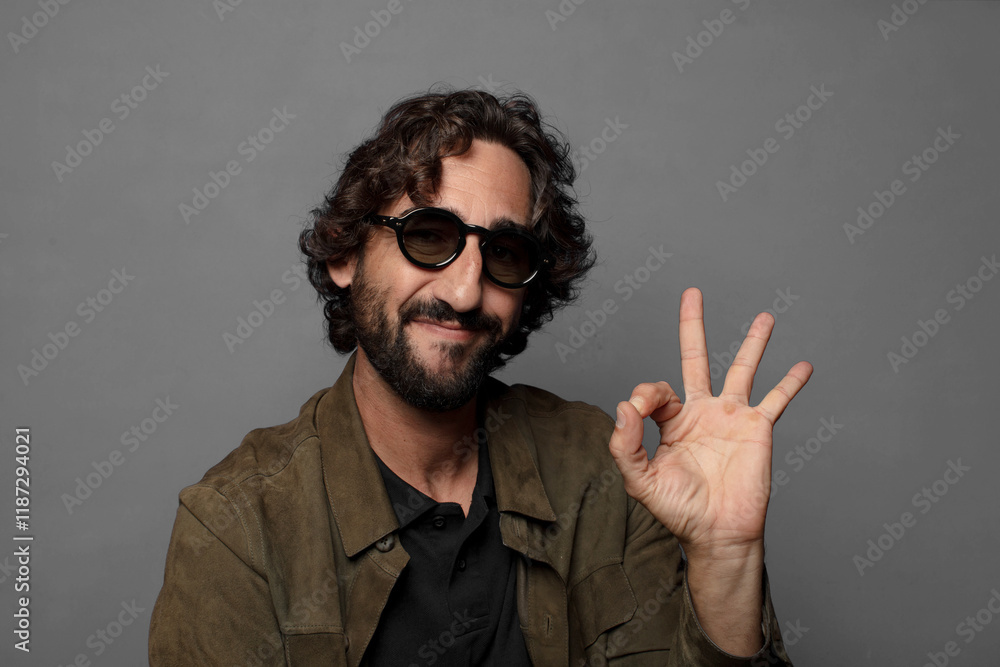 Fototapeta premium young bearded man wearing sun glasses