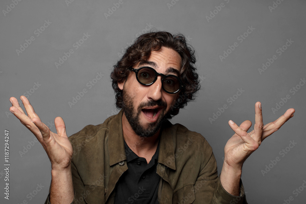 Fototapeta premium young bearded man wearing sun glasses