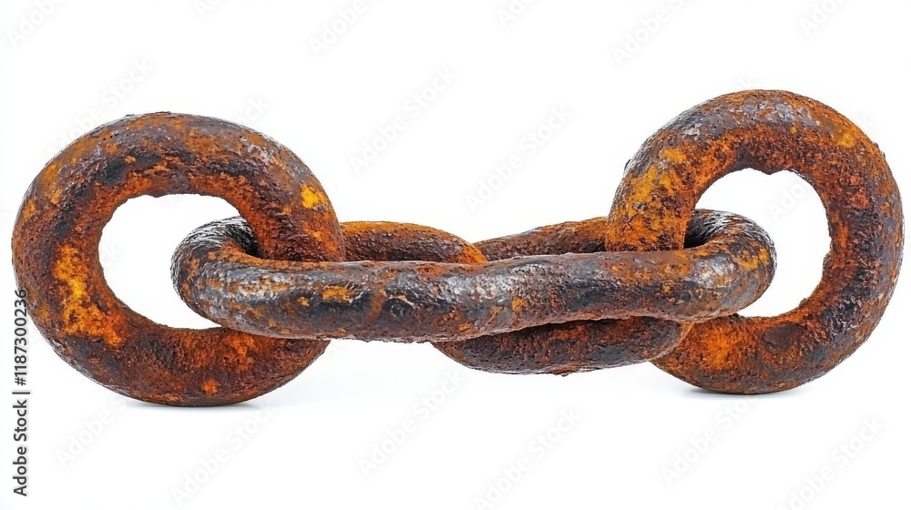 A close-up of a rusted ship anchor chain link, showcasing its weathered texture and minimalistic design A close-up of a rusted ship anchor chain link, showcasing its weathered texture and minimalistic design