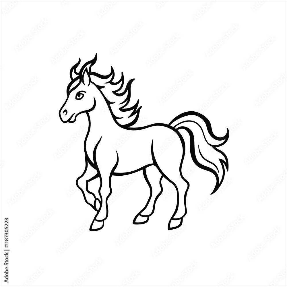 Fototapeta premium Dynamic Horse Flame Design in Black and White