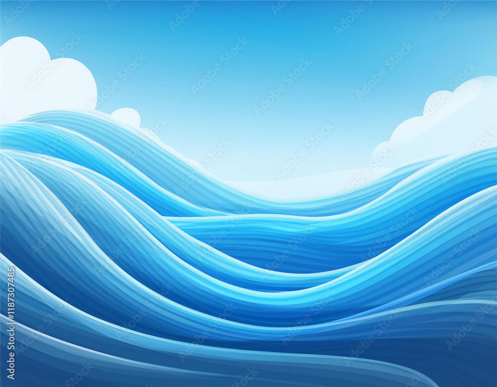 Fototapeta premium blue water ocean wave layer background illustration