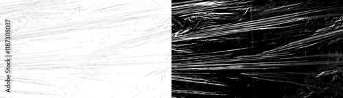 Obraz na płótnie Crumpled creased plastic wrap texture on transparent background