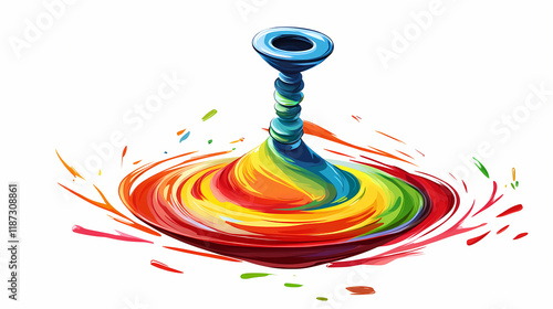 A spinning top clipart, toy element, vector illustration, multicolor, isolated on white background. Sundrift. Illustration
