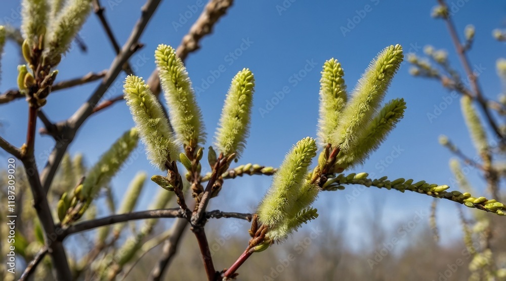 Willow buds, open buds, hairy buds, spring buds Willow buds, open buds, hairy buds, spring buds