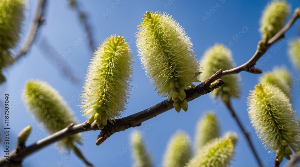 Willow buds, open buds, hairy buds, spring buds Willow buds, open buds, hairy buds, spring buds