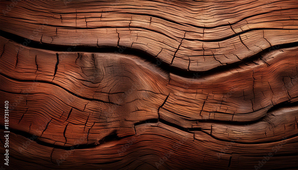 Naklejka premium the brown texture of hard wood with craked line on surface