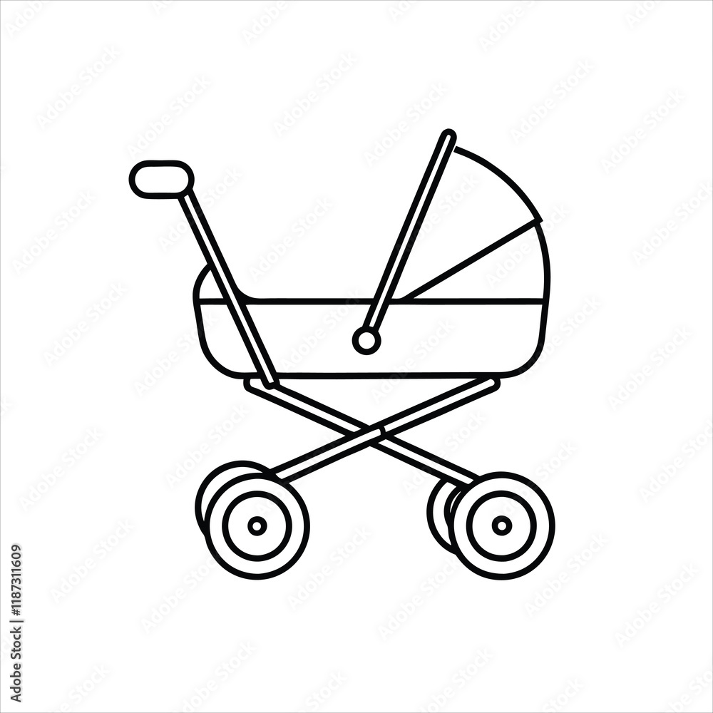 Modern Stroller Icon Vector for Baby Care Modern Stroller Icon Vector for Baby Care