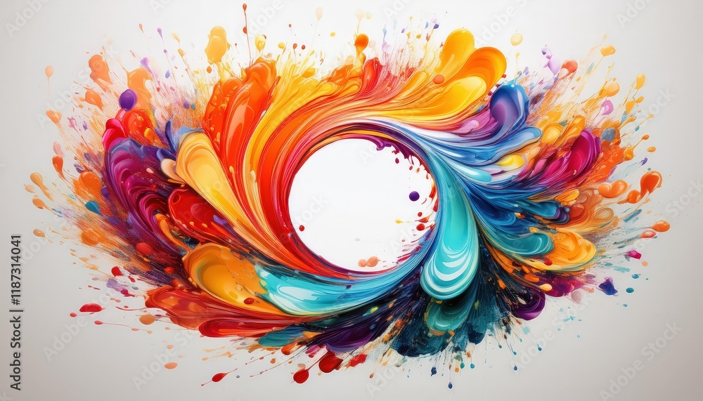 Obraz premium Vibrant Abstract Circular Motion Flow Explosion Showcasing a Mesmerizing Interplay of Colors and Liquid Dynamics