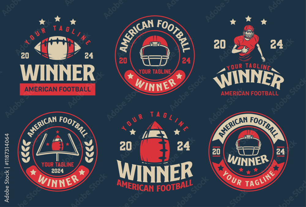 Obraz premium American football logo badges vector. Football logos collection. American football league labels, emblems and design elements