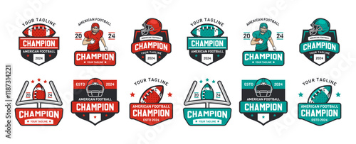 American football logo badges vector. Football logos collection. American football league labels, emblems and design elements