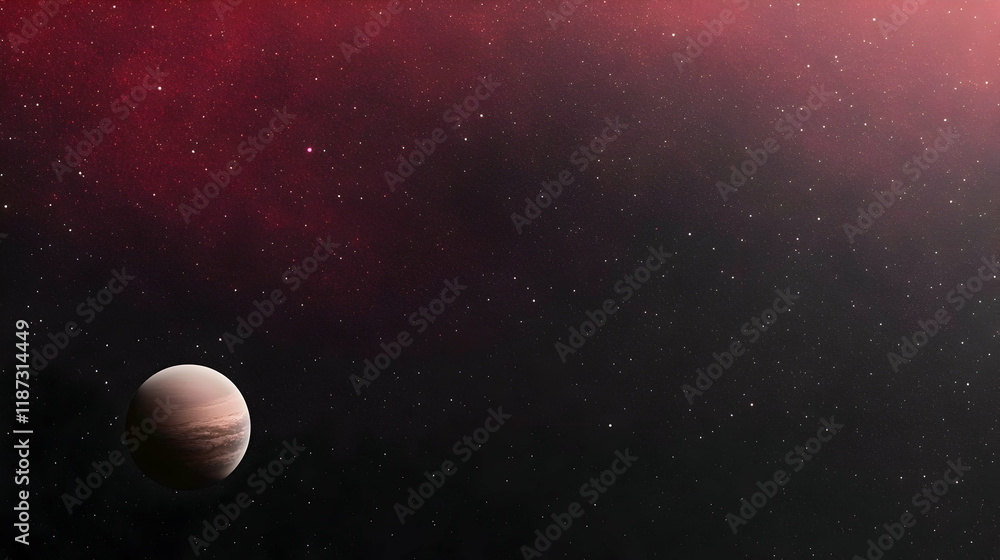A lone planet in a red nebula, cosmic background. A lone planet in a red nebula, cosmic background.