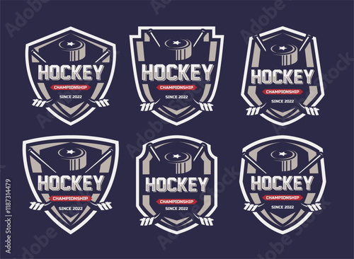 Hockey tournament sport logo template. Modern vector illustration. Badge design. Modern professional hockey logo set for sport team