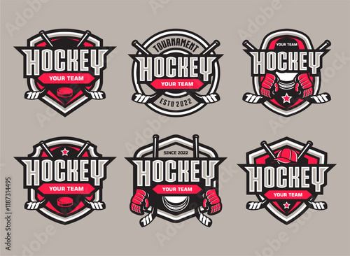 Hockey tournament sport logo template. Modern vector illustration. Badge design. Modern professional hockey logo set for sport team