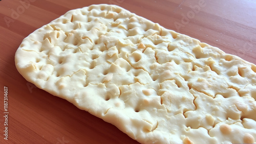 Cracked machine made matza flatbread photo