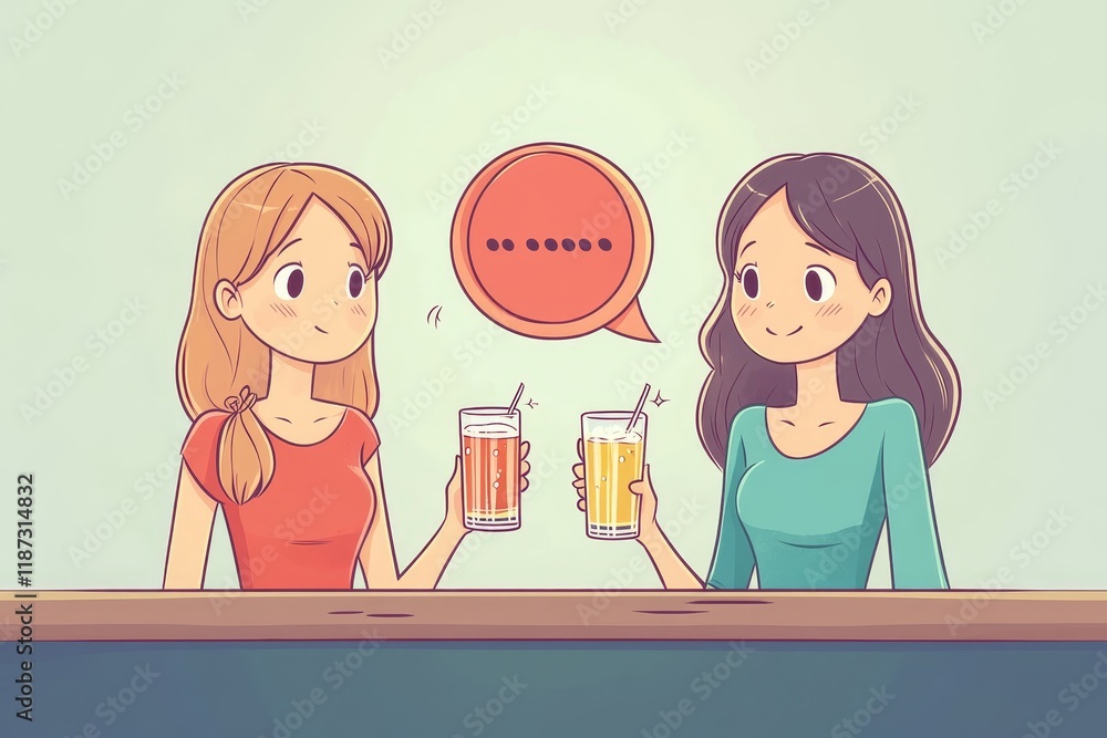 woman refuse to drink alcohol say no to her friend. Generative AI woman refuse to drink alcohol say no to her friend. Generative AI