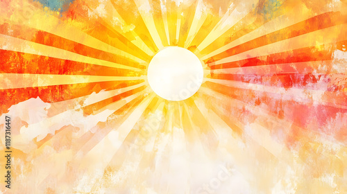 Watercolor Sunshine Rays Hand Painted Summer Illustration

 photo