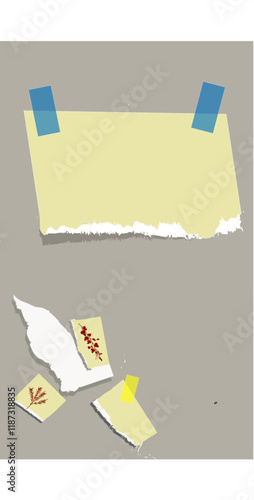 sticker attached scrupbooking message sheet, set of paper