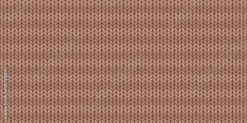 Seamless pattern of wool knitting in mocha mousse color, striped cozy sweater texture. Abstract background of knitwear cloth fabric, material of woven wool for clothing, vector illustration