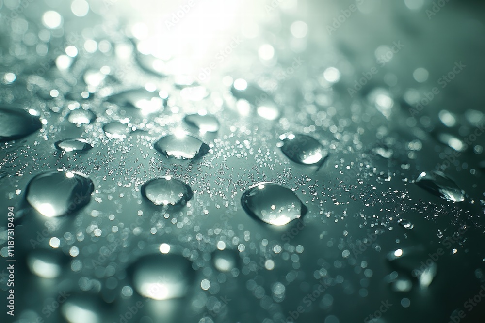 Captivating glass texture illuminated by bright light with glistening water drops Captivating glass texture illuminated by bright light with glistening water drops