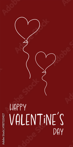 Obraz na płótnie Continuous line drawing of heart and words. Vector illustration. One single line drawing of love concept cute heart shaped for greeting card. Romantic symbol for wedding invitation, Valentine's Day. w salonie