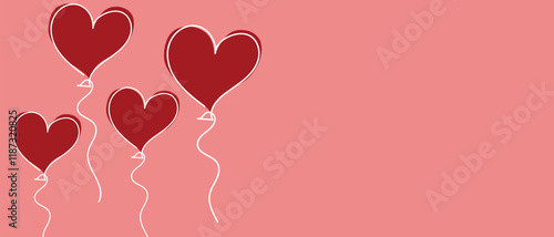 Obraz na płótnie Continuous line drawing of heart and words. Vector illustration. One single line drawing of love concept cute heart shaped for greeting card. Romantic symbol for wedding invitation, Valentine's Day. w salonie
