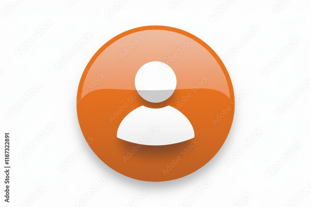 A simple, round orange button featuring a white user icon, symbolizing profile or account. A simple, round orange button featuring a white user icon, symbolizing profile or account.