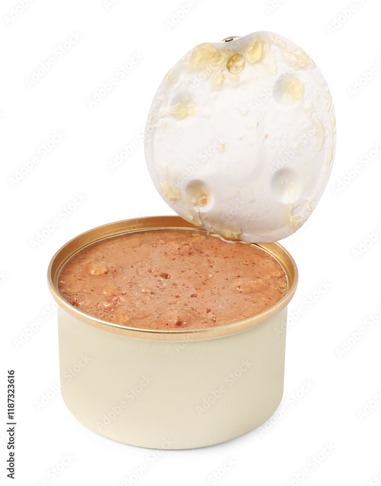 Wet pet food in tin can isolated on white Wet pet food in tin can isolated on white