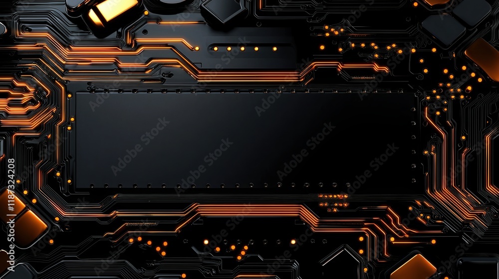 Fototapeta premium The rectangle is empty and the board is full of other electronic components