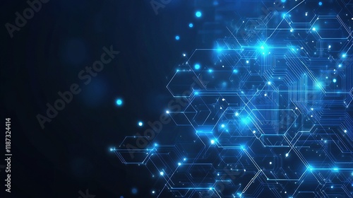 Intricate Blue Circuit Board Design with Electronic Patterns and Lines
